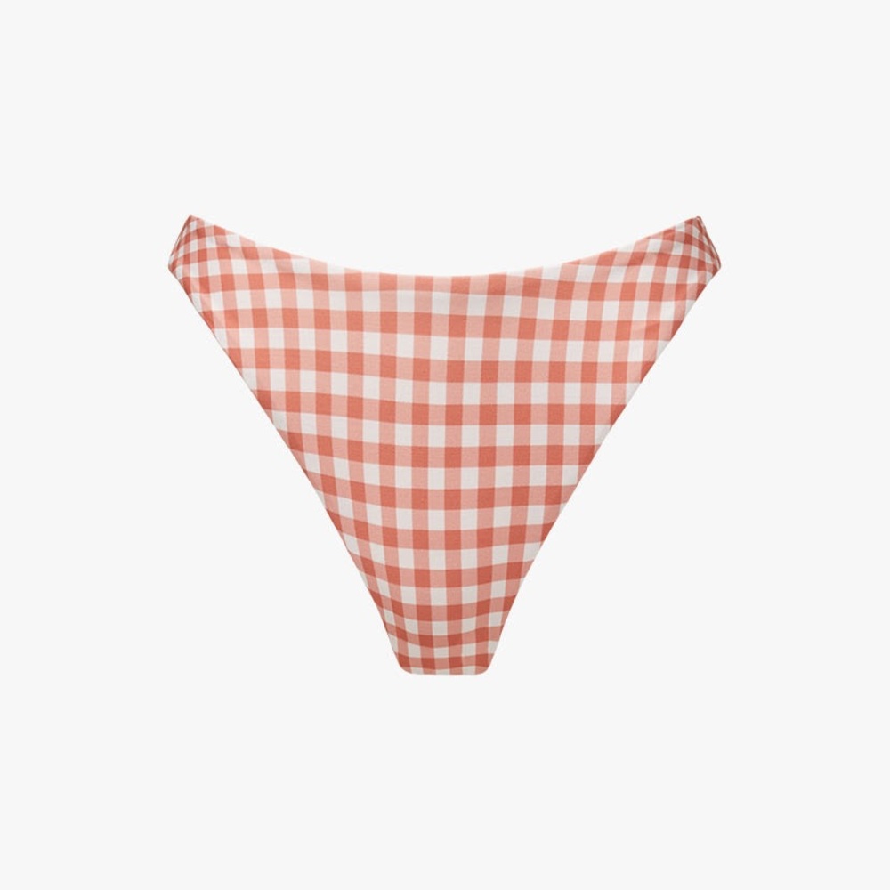 NWT WeWoreWhat CLASSIC SCOOP GINGHAM BIKINI BOTTOM Cottage Clay Size M